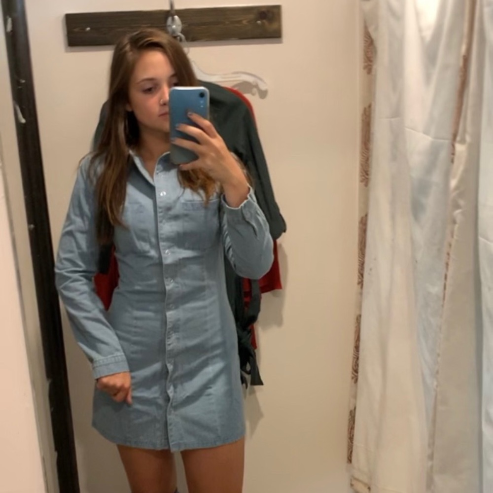 Denim Long a Sleeve Dress-Wild Honey-Size Small